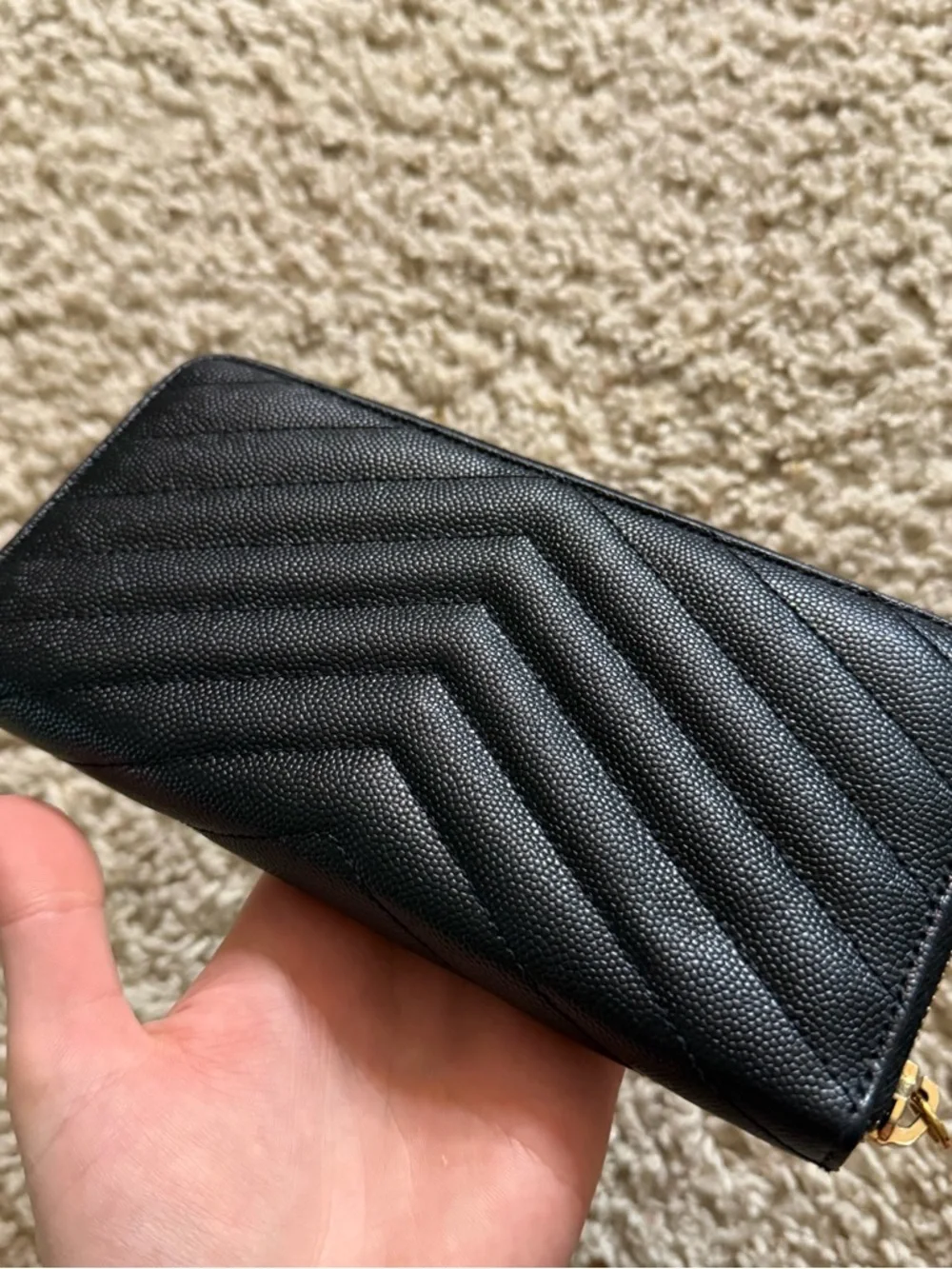 Saint Laurent Monogram Matelasse Leather Zip-Around Wallet